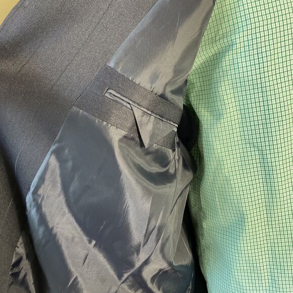 Pacelli Men's Pinstripe Blazer Dark Navy Tailored Multi Button Sport Coat 46R - Picture 5 of 9